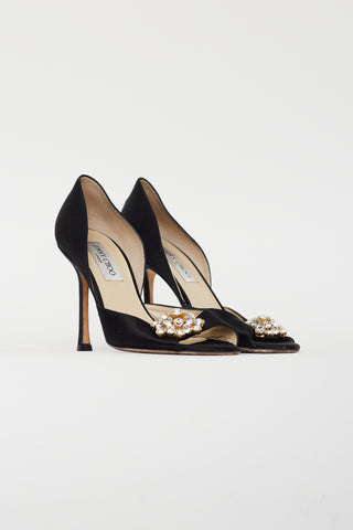 Jimmy Choo Black Satin D
orsay Crystal Heel