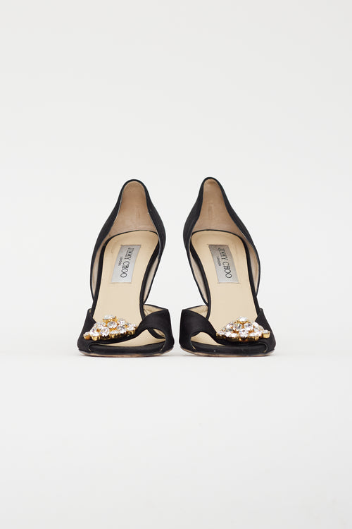 Jimmy Choo Black Satin D
orsay Crystal Heel