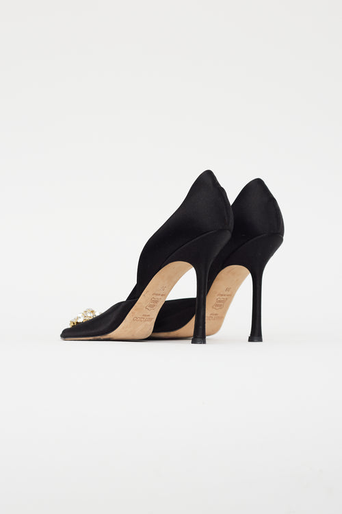 Jimmy Choo Black Satin D
orsay Crystal Heel