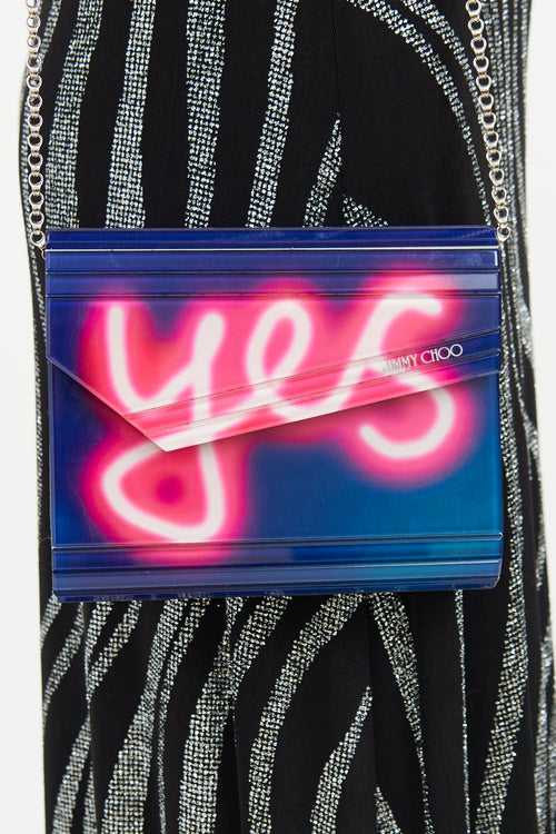 Jimmy Choo Navy 
Pink Neon Chain Bag