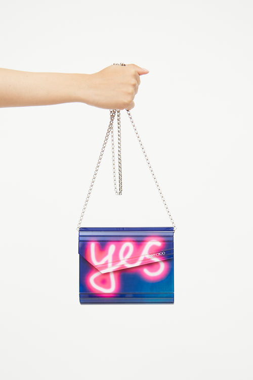 Jimmy Choo Navy 
Pink Neon Chain Bag