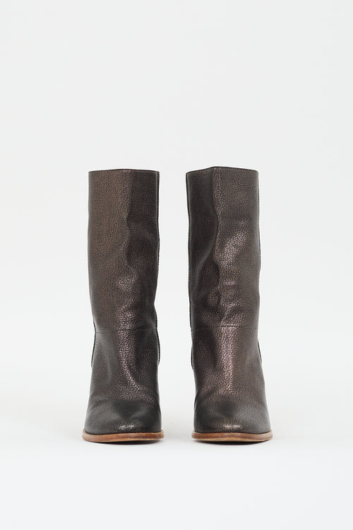 Jimmy Choo Bronze Leather Heeled Boot