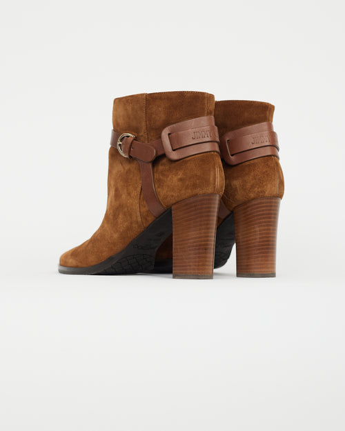 Jimmy Choo Brown Leather Harness Ankle Boot