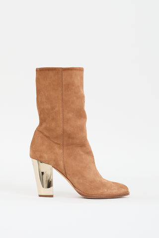 Jimmy Choo Brown Suede Heeled Boot