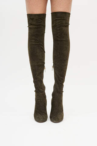 Jimmy Choo Green Suede Knee High Boot