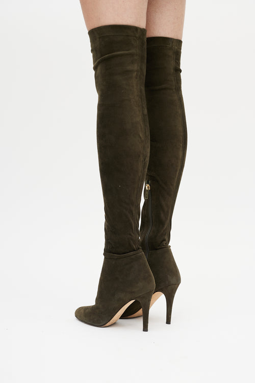 Jimmy Choo Green Suede Knee High Boot