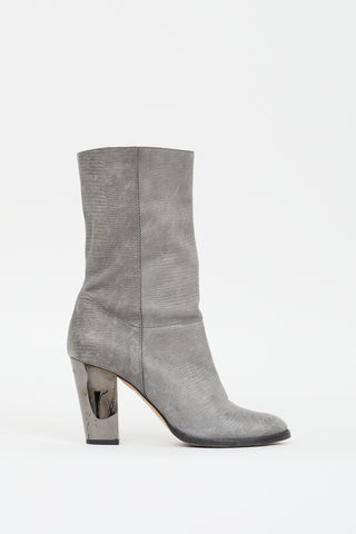 Jimmy Choo Grey Embossed Leather Heeled Boot