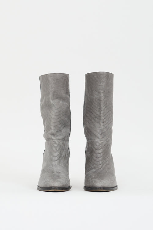 Jimmy Choo Grey Embossed Leather Heeled Boot