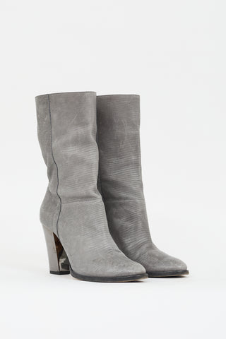 Jimmy Choo Grey Embossed Leather Heeled Boot