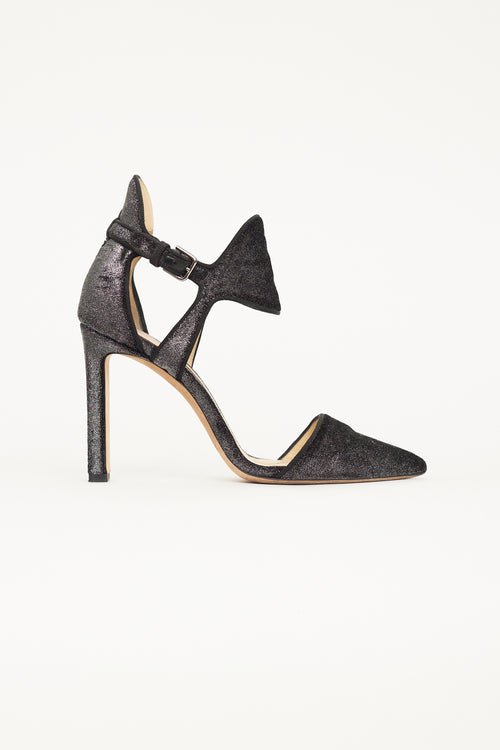 Jimmy Choo Grey Metallic Velvet Moon 100 Heel