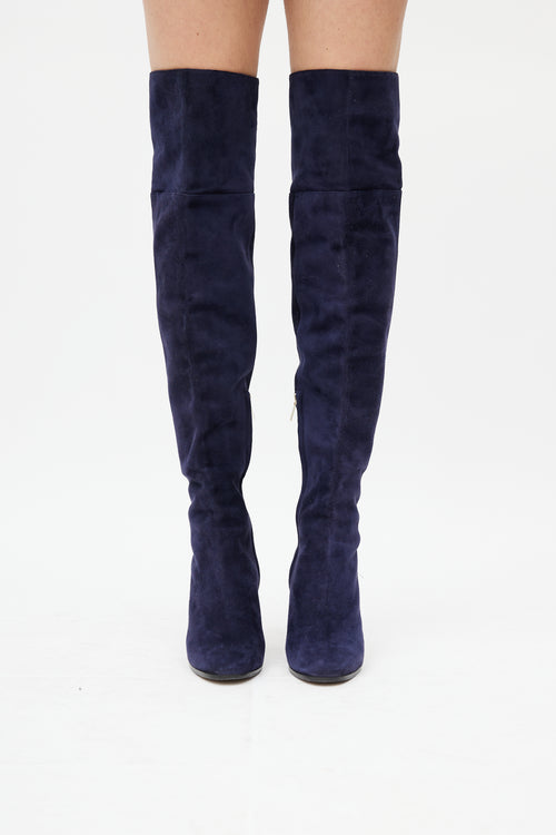 Jimmy Choo Navy Suede Thigh High Boot