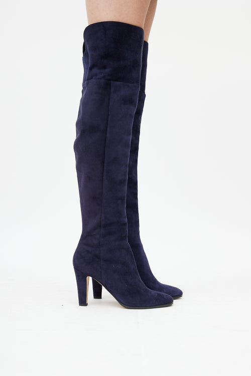 Jimmy Choo Navy Suede Thigh High Boot