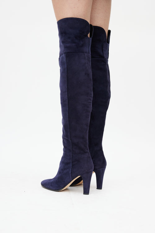 Jimmy Choo Navy Suede Thigh High Boot