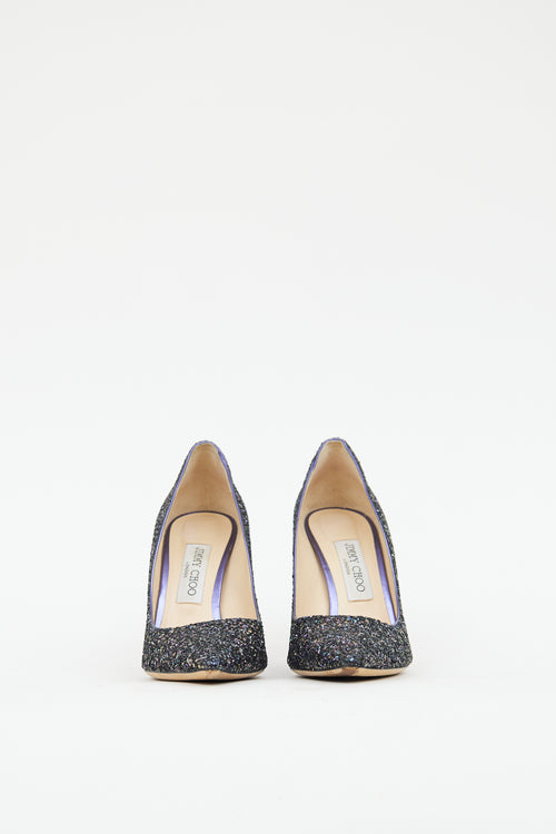 Jimmy Choo Purple Glitter Romy Heel