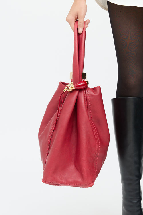 Jimmy ChooRed Leather Saba Bangles Bag