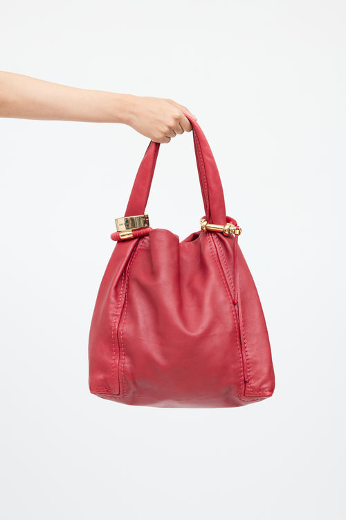 Jimmy ChooRed Leather Saba Bangles Bag