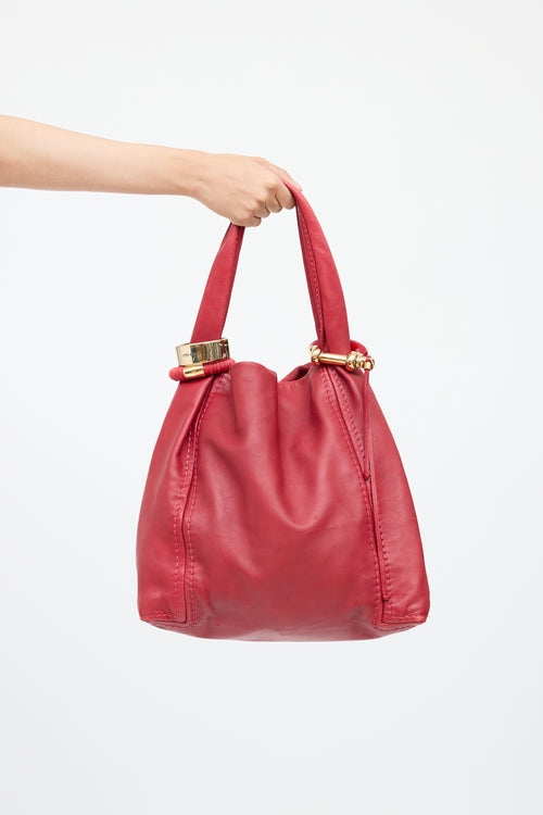 Jimmy ChooRed Leather Saba Bangles Bag