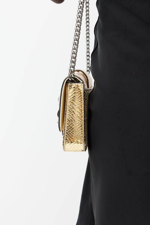 Jimmy Choo Gold Cheri Embossed Crystal Bag