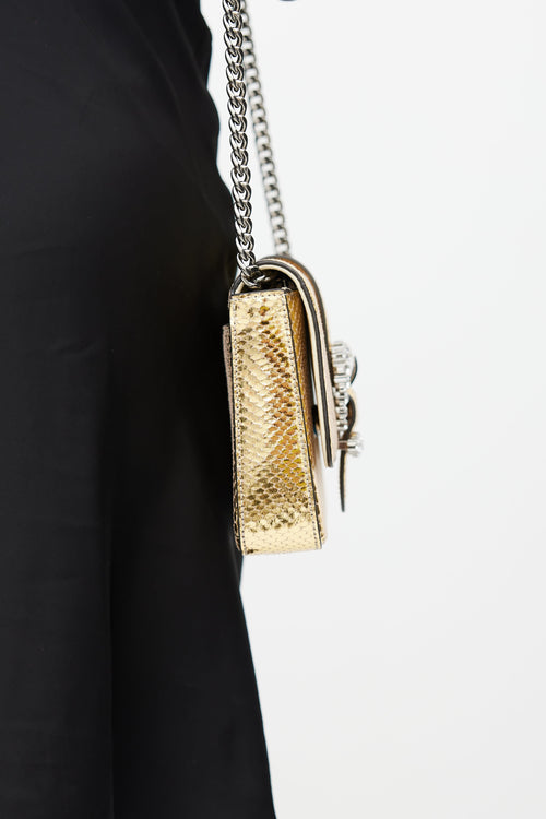 Jimmy Choo Gold Cheri Embossed Crystal Bag