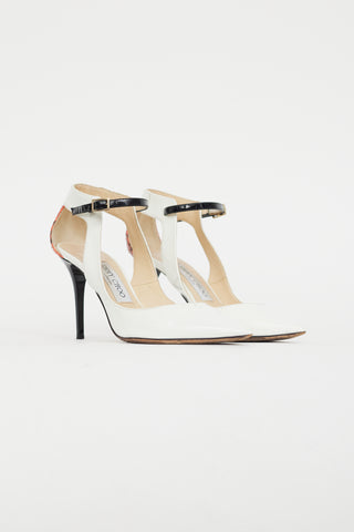 Jimmy Choo White 
Multicolour Textured Patent Heel