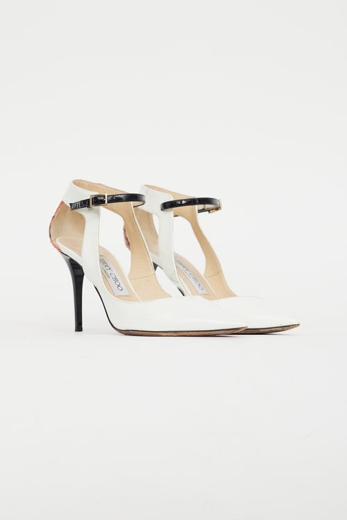 Jimmy Choo White 
Multicolour Textured Patent Heel