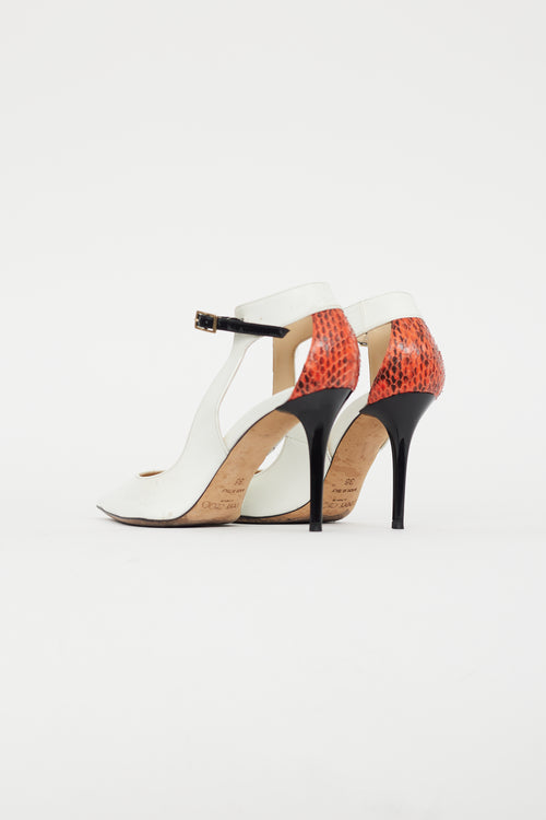 Jimmy Choo White 
Multicolour Textured Patent Heel