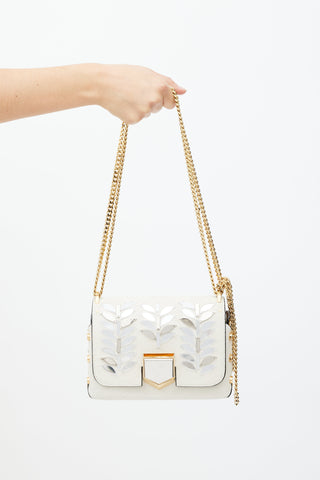 Jimmy Choo White 
Gold Lockett Textured Bag