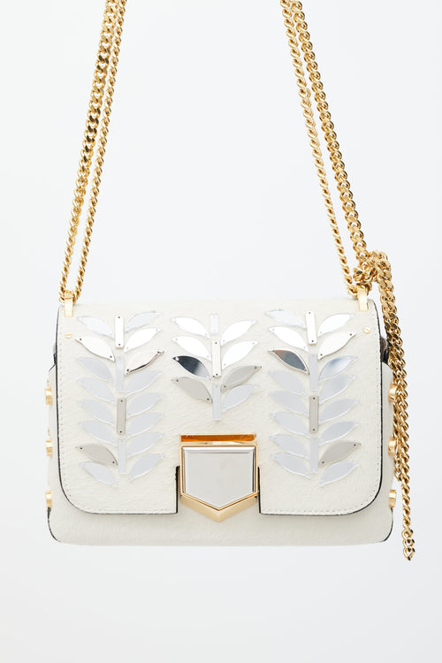 Jimmy Choo White 
Gold Lockett Textured Bag