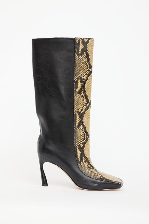 Jimmy Choo Black 
Yellow Leather Mabyn Boot