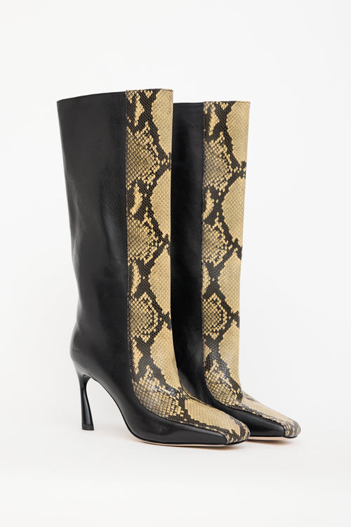 Jimmy Choo Black 
Yellow Leather Mabyn Boot