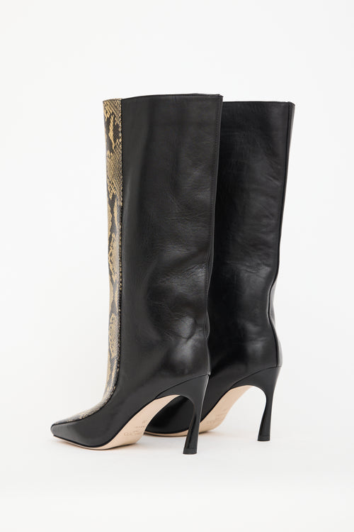 Jimmy Choo Black 
Yellow Leather Mabyn Boot