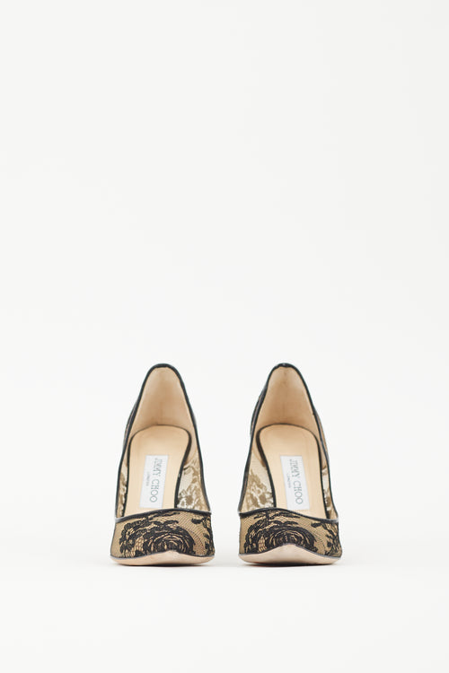 Jimmy Choo Beige 
Black Lace Agnes Heel