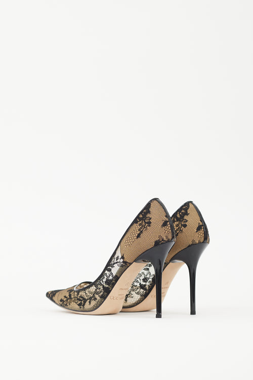 Jimmy Choo Beige 
Black Lace Agnes Heel