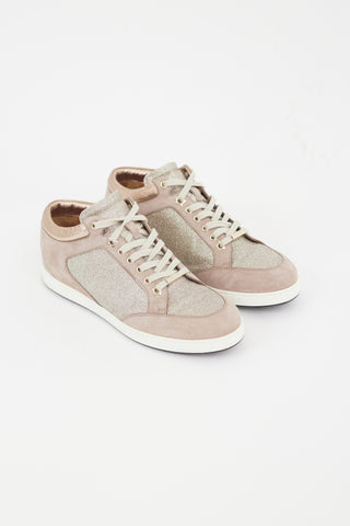 Jimmy Choo Beige Suede Glitter Sneaker