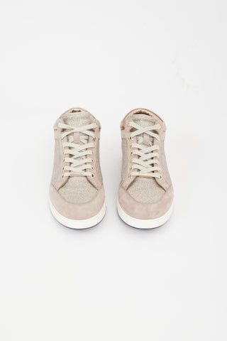 Jimmy Choo Beige Suede Glitter Sneaker