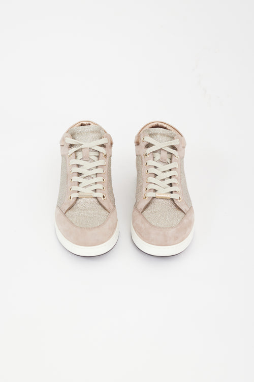 Jimmy Choo Beige Suede Glitter Sneaker