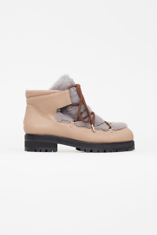 Jimmy Choo Beige 
Grey Ditto Shearling Boot