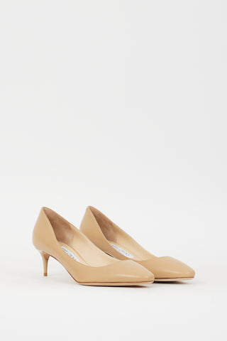 Jimmy Choo Beige Leather Low Heel Pump