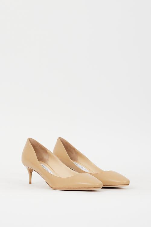 Jimmy Choo Beige Leather Low Heel Pump