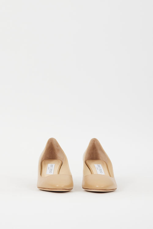 Jimmy Choo Beige Leather Low Heel Pump