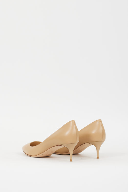 Jimmy Choo Beige Leather Low Heel Pump