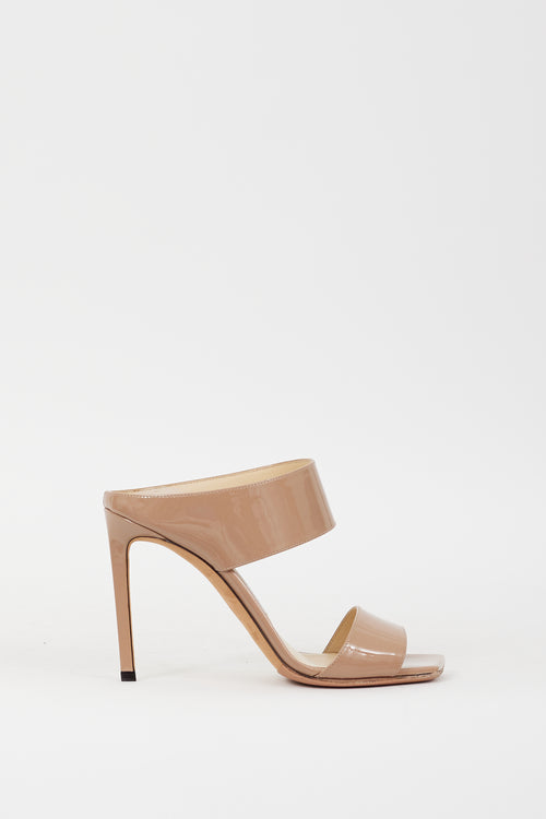 Jimmy Choo Beige Patent Leather Hira Mule