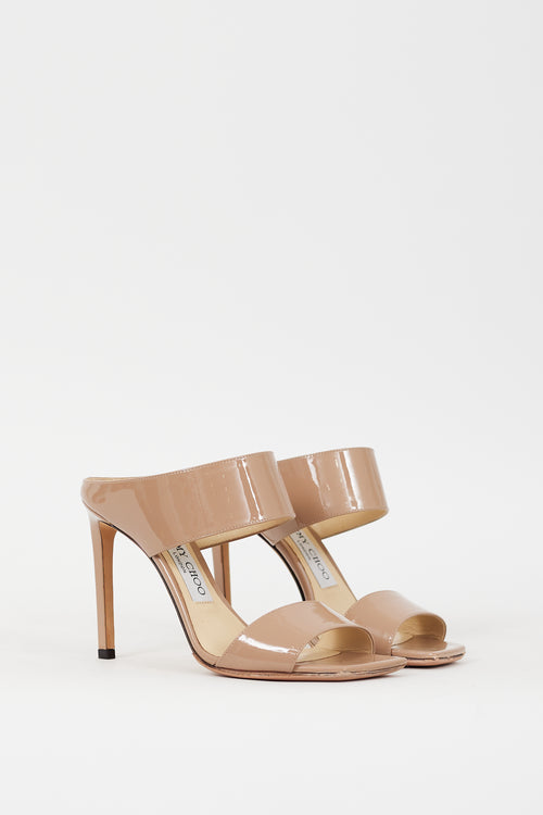 Jimmy Choo Beige Patent Leather Hira Mule