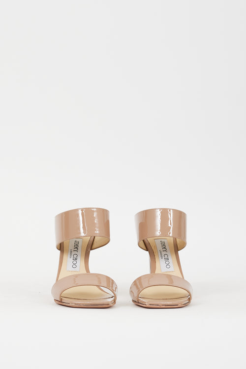 Jimmy Choo Beige Patent Leather Hira Mule