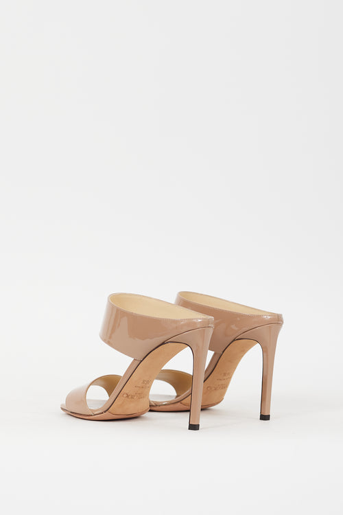 Jimmy Choo Beige Patent Leather Hira Mule