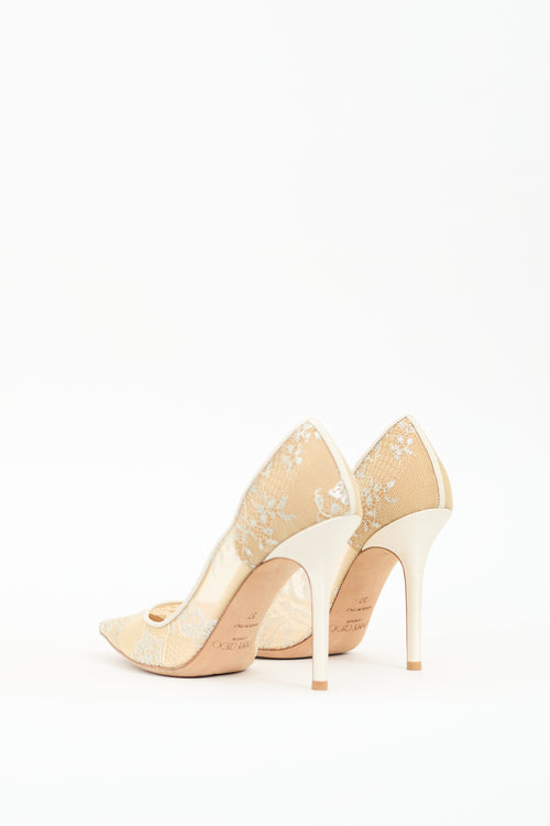 Jimmy Choo Beige 
Silver Lace Romy Pump