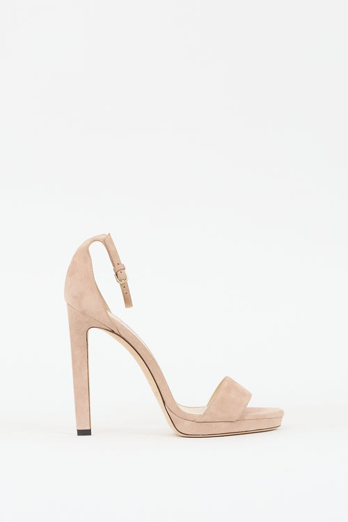 Jimmy Choo Beige Suede Misty Heeled Sandal