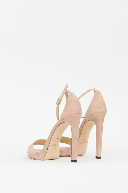 Jimmy Choo Beige Suede Misty Heeled Sandal