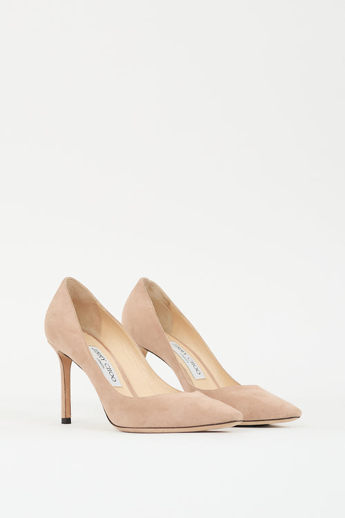 Jimmy Choo Beige Suede Romy 85 Pump