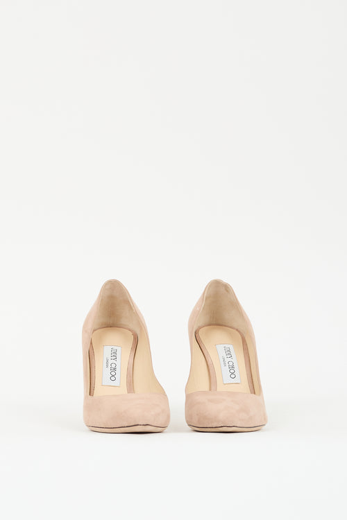 Jimmy Choo Beige Suede Romy 85 Pump